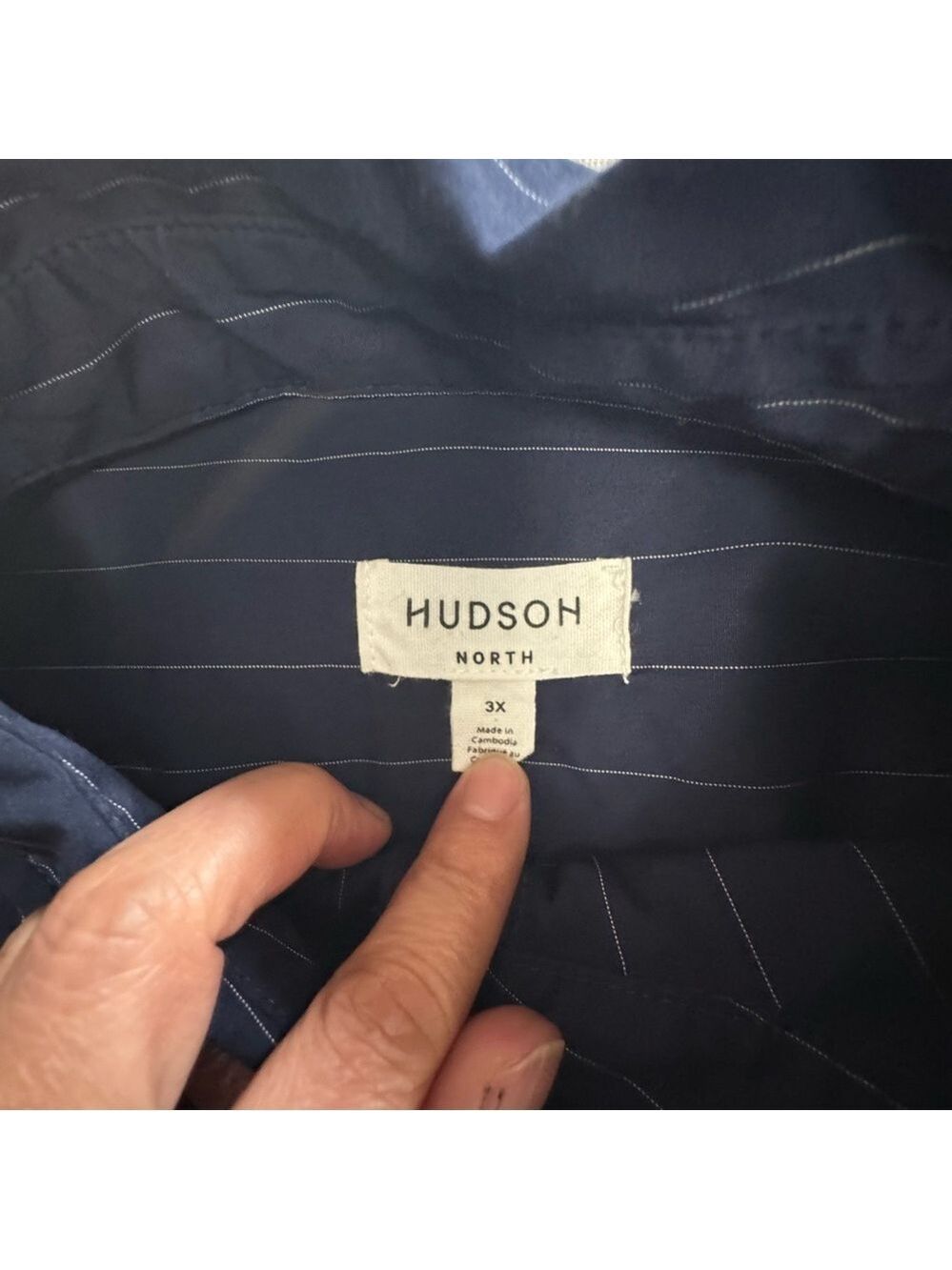 Hudson North Navy Pinstripe Casual Button Down Shirt 3XL